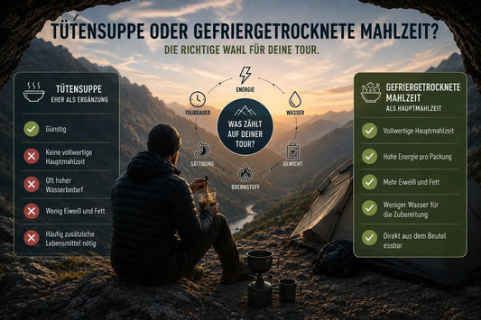 Gefriergetrocknete Mahlzeit versus Tütensuppe - Far North